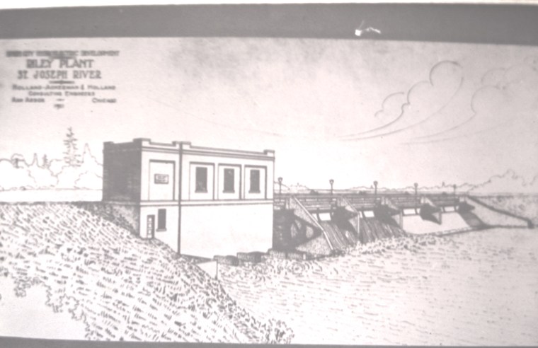 Architects drawing of Riley Dam